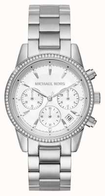 Michael Kors Relógio feminino ritz conjunto de cristal de aço inoxidável MK6428