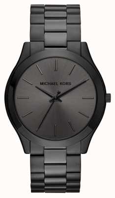 Michael Kors Relógio masculino monocromático preto para passarela fino MK8507