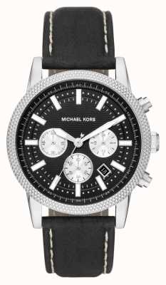 Michael Kors Relógio cronógrafo masculino Hutton pulseira de couro preta MK8956