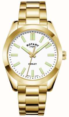 Rotary Henley Feminino | mostrador branco | pulseira de ouro pvd LB05283/29