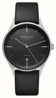 STERNGLAS Mostrador preto automático Asthet (40 mm) / couro preto S02-AS11-PR14