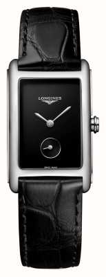LONGINES Relógio de couro preto com mostrador preto Dolcevita L55124502