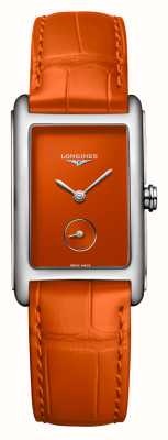 LONGINES Relógio com pulseira de couro laranja Dolcevita com mostrador laranja L55124922