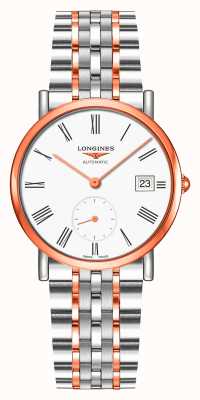 LONGINES Relógio de mostrador branco de dois tons de coleção elegante L43125117