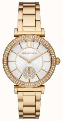 Michael Kors Relógio feminino com mostrador de cristal de ouro abadia MK4615