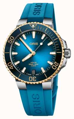 ORIS Aquis date calibre 400 bicolor automático (41,5 mm) mostrador azul / pulseira de borracha azul 01 400 7769 6355-07 4 22 75FC