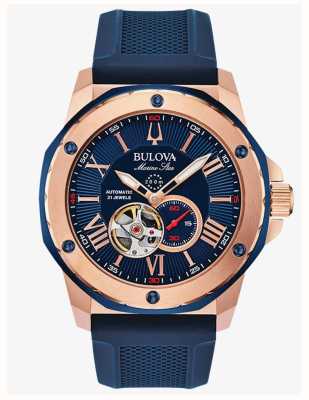 Bulova Marine star z pulseira de silicone azul | mostrador azul 98A227