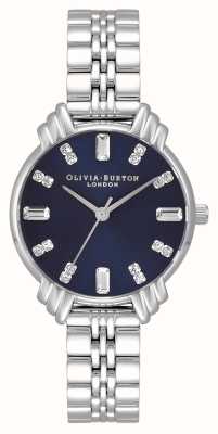 Olivia Burton Feminino | pulseira de aço inoxidável | mostrador azul OB16DC01