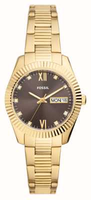 Fossil Feminino | mostrador marrom | pulseira de aço inoxidável de ouro ES5206