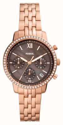 Fossil Feminino | mostrador madrepérola marrom | pulseira de aço inoxidável de ouro rosa ES5218