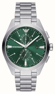 Emporio Armani Masculino | mostrador cronógrafo verde | pulseira de aço inoxidável AR11480