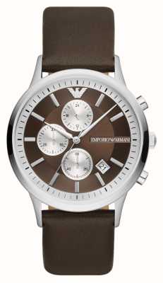 Emporio Armani Relógio masculino com pulseira de couro marrom cronógrafo AR11490