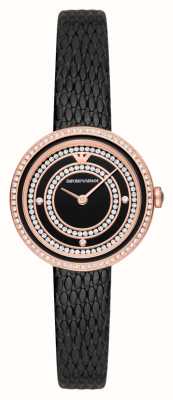 Emporio Armani Relógios femininos cristal com mostrador preto AR11493