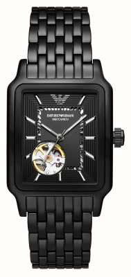 Emporio Armani Relógio de pvd preto com mostrador de coração aberto retangular masculino AR60058