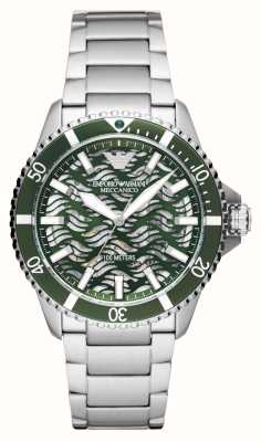 Emporio Armani Relógio masculino com moldura verde com mostrador esqueleto verde AR60061