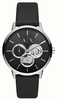 Armani Exchange Masculino | mostrador preto | relógio de pulseira de couro preto AX2745