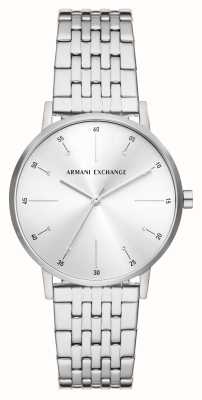 Armani Exchange Mostrador conjunto de cristal de prata | pulseira de aço inoxidável AX5578