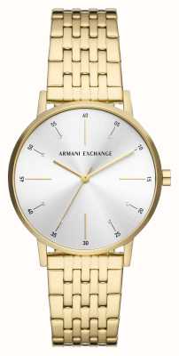 Armani Exchange Mostrador conjunto de cristal de prata | pulseira banhada a ouro pvd AX5579