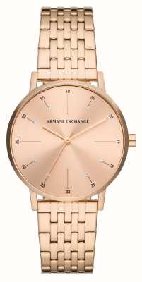 Armani Exchange Mostrador conjunto de cristal de ouro rosa | pulseira de pvd de ouro rosa AX5581