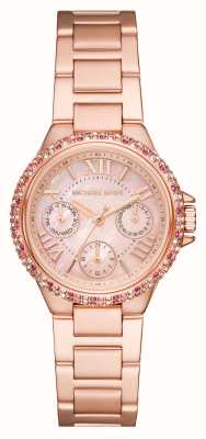 Michael Kors Relógio Camille com moldura de cristal em tons de ouro rosa MK7273
