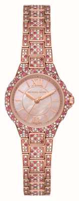 Michael Kors Relógio Camille cravejado de cristais em tons de ouro rosa MK7274