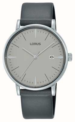 Lorus 37mm couro cinza / relógio de mostrador cinza RH999NX9