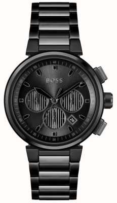 BOSS Masculino | mostrador cronógrafo preto | pulseira de aço inoxidável preta 1514001