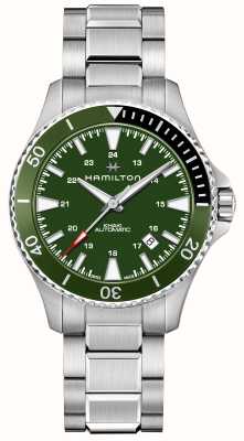 Hamilton Khaki scuba automático verde / em aço inoxidável H82375161