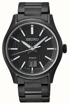 Seiko Relógio masculino de aço inoxidável folheado a preto SUR515P1