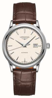 LONGINES Relógio masculino com pulseira de couro marrom L49844792